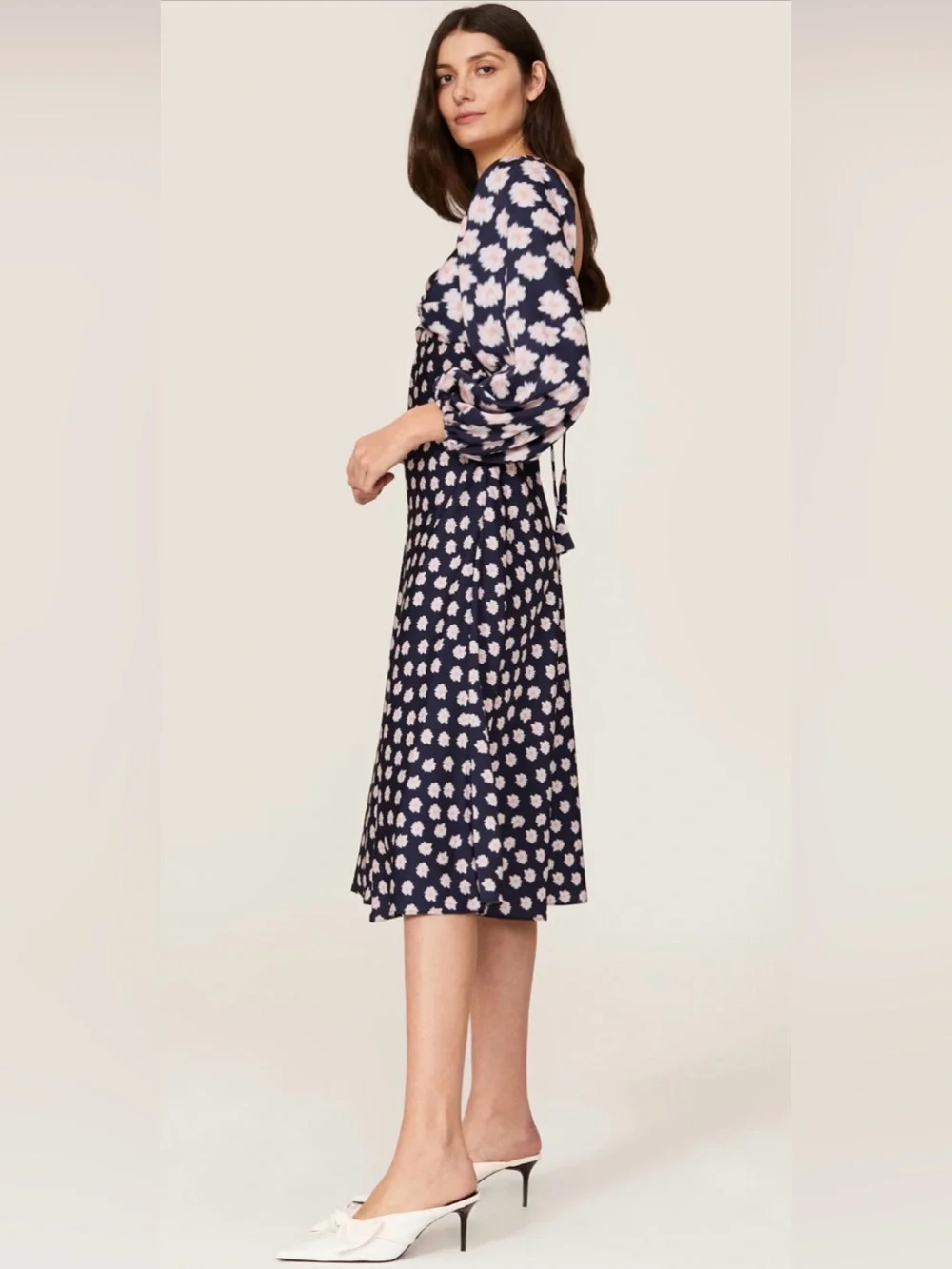 SACHIN & BABI Melody Navy Floral Long sleeve midi Dress